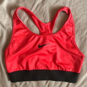 Red Nike Dri-Fit sports bra, cut out back